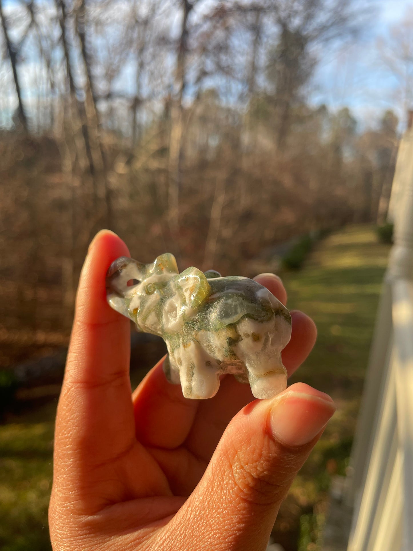 Moss agate elephant