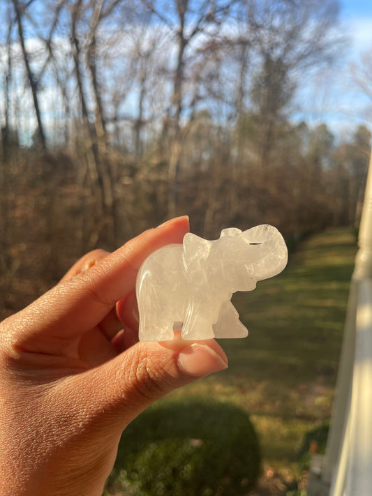 Clear quartz elephant